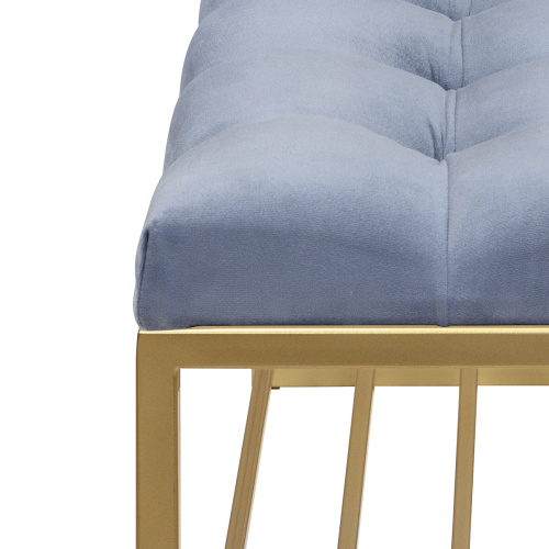 Банкетка RUBY, золотая, Light Blue, каретная стяжка, 110*40*43,5 фото 4