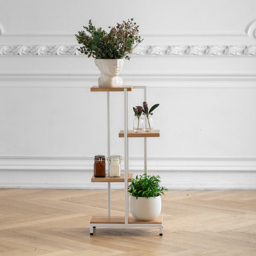 Стеллаж-подставка для цветов Loft 5, белый, 40*23*80