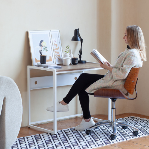 Стол письменный AGORA, 90*50*76,5, белый, ЛДСП Дуб Канзас фото 2