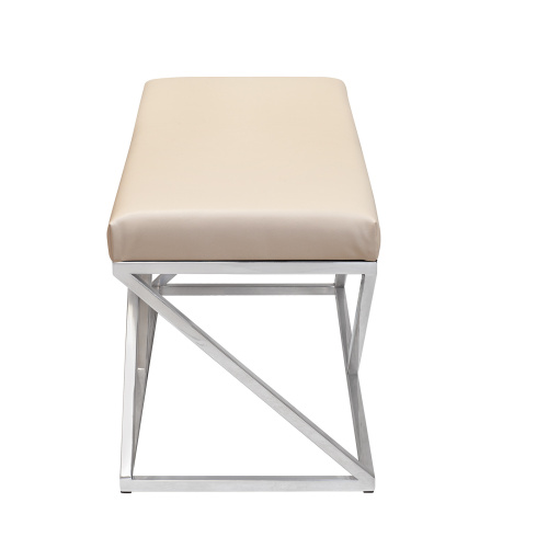 Банкетка ZUMA, н/ж сталь, экокожа Light Beige, 110*40*45 фото 6