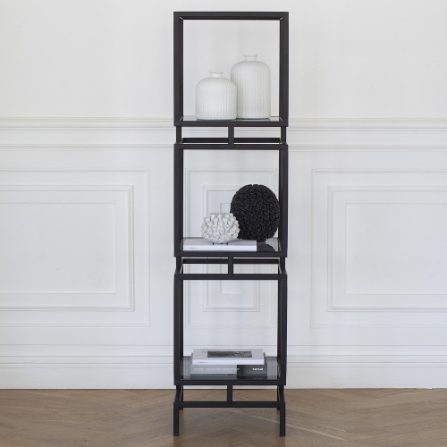 Стеллаж CUBIC-3, черный, тонированное стекло, 40*40*150,5