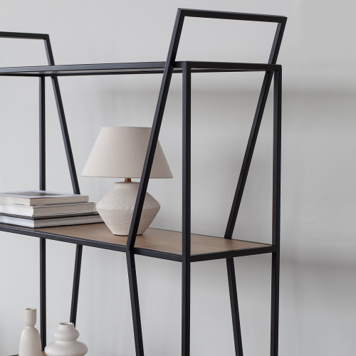 Стеллаж OSLO, черный, ЛДСП Дуб Каселла, 100*33*171 фото 4