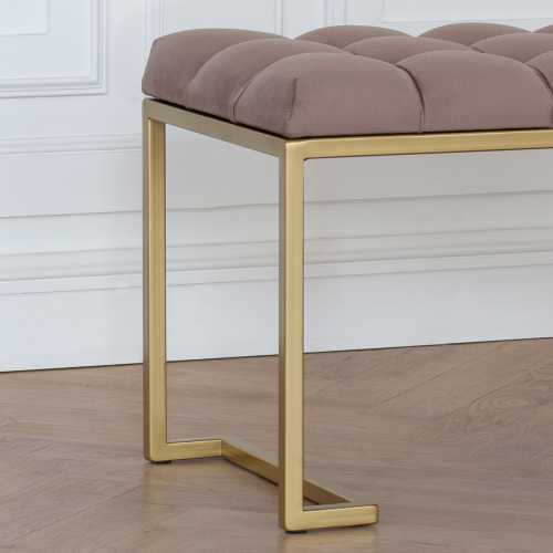 Банкетка OMEGA MINI, золотая, Mocco, каретная стяжка, 85*40*45 фото 3