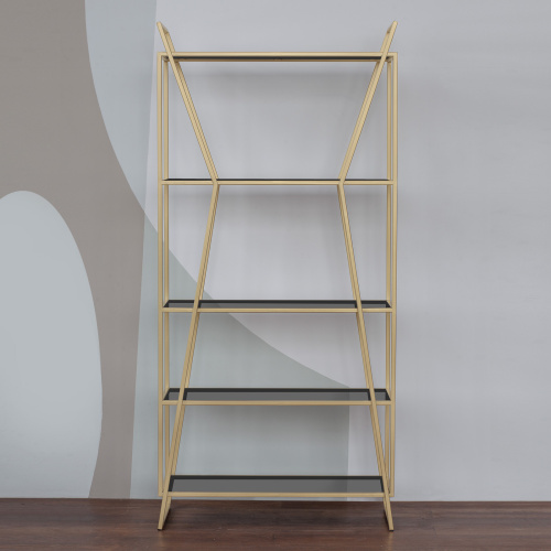 Стеллаж OSLO MINI, золотой, тонированное стекло, 80*33*171 фото 6