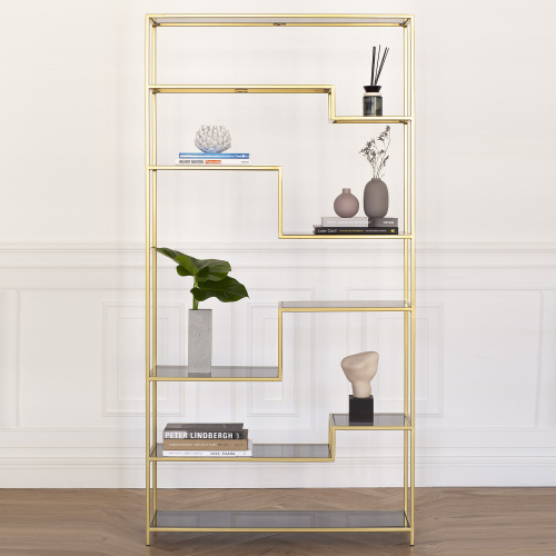 Стеллаж JAQLENE, золотой, стекло фото 5
