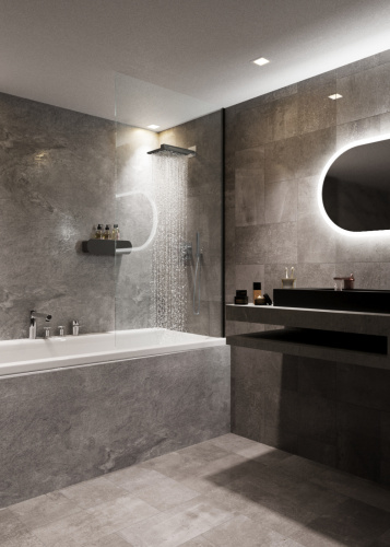 Полка для ванной комнаты OMEGA, 50 см, нерж. сталь, черная фото 2