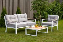 Комплект садовой мебели SANTORINI диван, кресло, журнальный столик белый