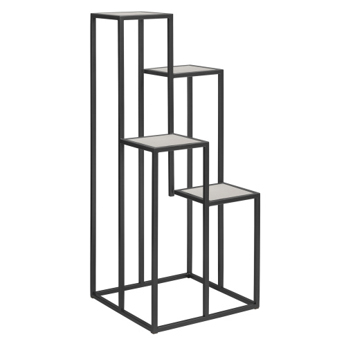 Столик подставка для цветов TORI, под 4 кашпо, черный, столешницы керамика Ivory, 40*40*100 фото 3