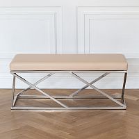 Банкетка ZUMA, н/ж сталь, экокожа Light Beige, 110*40*45