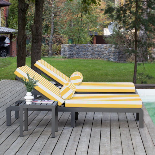Шезлонг AMALFI,  каркас алюминий цвет LAVA, Yellow Stripes фото 3
