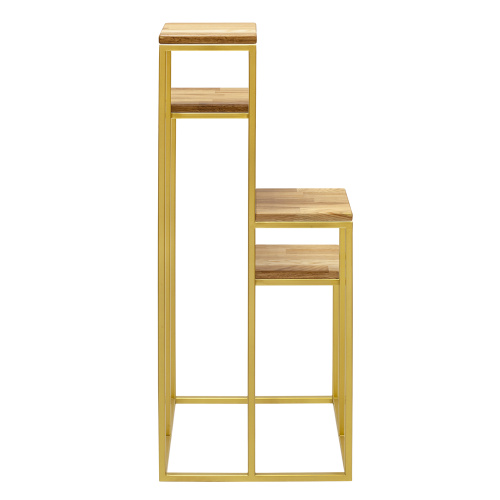 Столик подставка для цветов TORI, под 4 кашпо, золотой, столешницы дуб, 40*40*100 фото 6