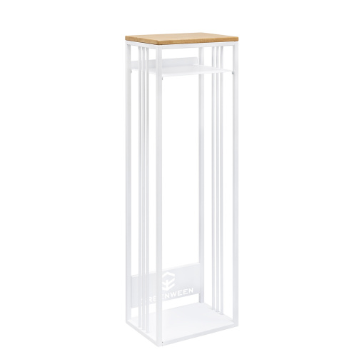 Дровница CAPRI с полкой, белая, столешница дерево, 40*30*136 фото 9