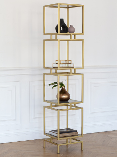 Стеллаж CUBIC-4, золотой, тонированное стекло, 40*40*196,5 фото 2