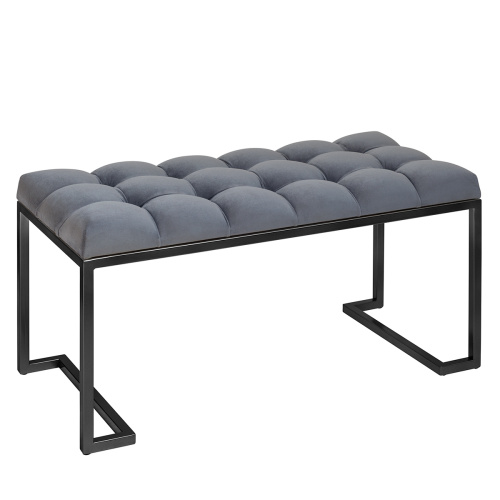 Банкетка OMEGA MINI, черная, Mouse Grey, каретная стяжка, 85*40*45 фото 2