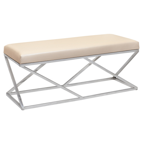 Банкетка ZUMA, н/ж сталь, экокожа Light Beige, 110*40*45 фото 5