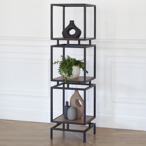 Стеллаж CUBIC-3, черный, ЛДСП Робиния, 40*40*150,5 фото 2