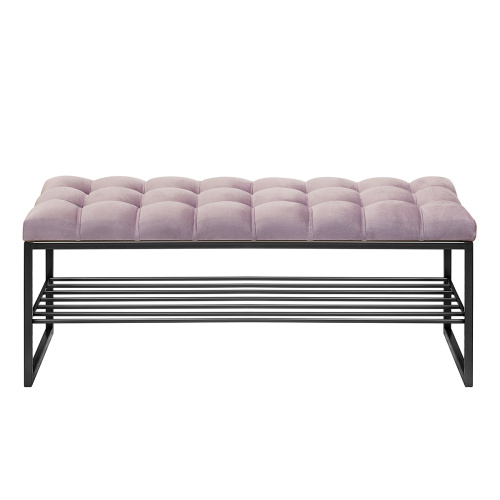 Банкетка RUBY, черная, Dusty Pink, каретная стяжка, 110*40*45 фото 6