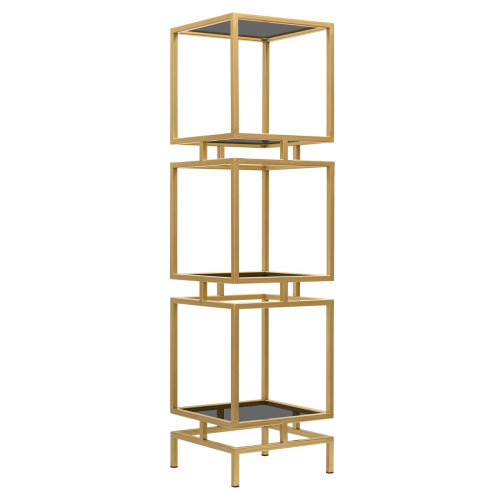 Стеллаж CUBIC-3, золотой, тонированное стекло, 40*40*150,5