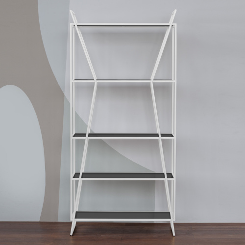 Стеллаж OSLO MINI, белый, тонированное стекло, 80*33*171 фото 6