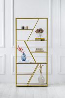 Стеллаж ARNETTA, золотой, полки керамика слоновая кость, 90*30*192
