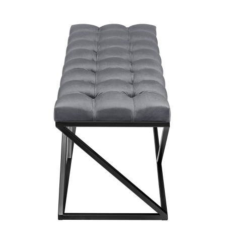 Банкетка ZUMA, черная, обивка Mouse Grey, каретная стяжка, 110*40*45 фото 5