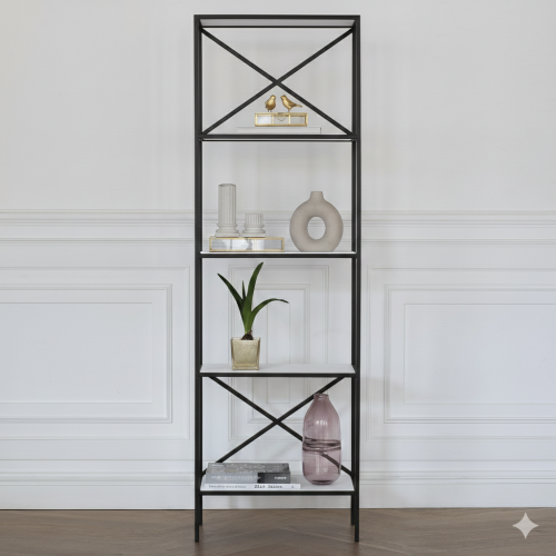 Стеллаж KARIN, черный, ЛДСП Белый фото 4