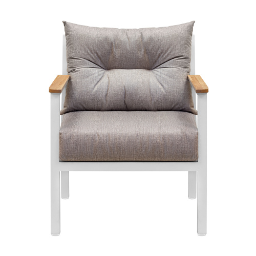 Кресло уличное SANTORINI, алюминий цвет белый, светло-серая рогожка, дерево фото 6