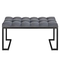 Банкетка OMEGA MINI, черная, Mouse Grey, каретная стяжка, 85*40*45