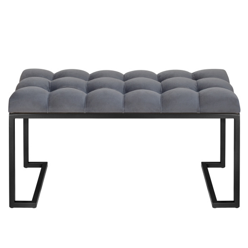 Банкетка OMEGA MINI, черная, Mouse Grey, каретная стяжка, 85*40*45