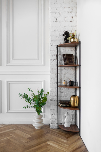 Стеллаж ALLEN, черный, ЛДСП Орех, 33*33*145 фото 14