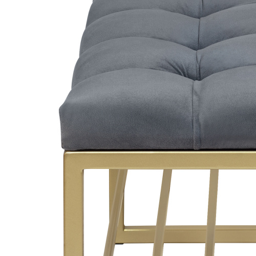 Банкетка RUBY MINI, золотая, обивка Mouse Grey, каретная стяжка, 85*40*45 фото 9