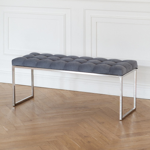 Банкетка ALBA, н/ж сталь, Light Blue, каретная стяжка, 110*40*45 фото 2