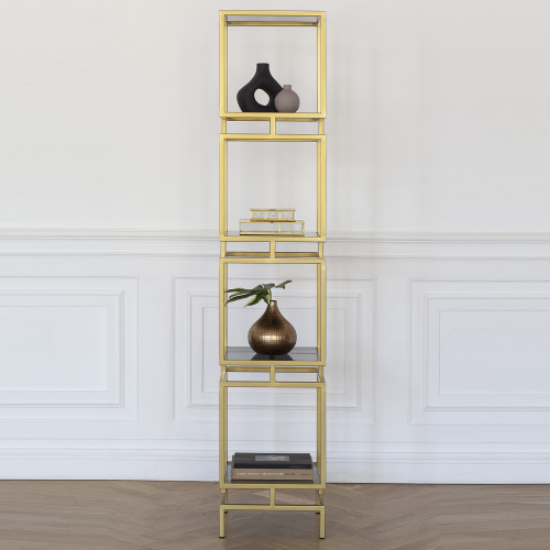 Стеллаж CUBIC-4, золотой, тонированное стекло, 40*40*196,5 фото 2