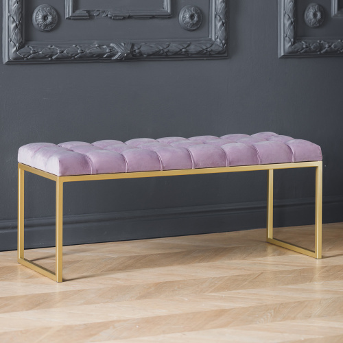 Банкетка ALBA, золотая, Dusty Pink, каретная стяжка, 110*40*45 фото 4