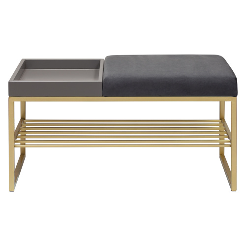 Банкетка RUBY BOX, золотая, Mouse Grey, GreyBox, 85*40*45