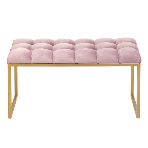 Банкетка ALBA MINI, золотой, Dusty Pink, каретная стяжка, 85*40*45