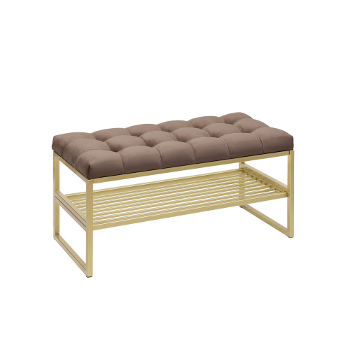 Банкетка RIMINI MINI, золотой, Mocco, каретная стяжка, 85*40*45 фото 2