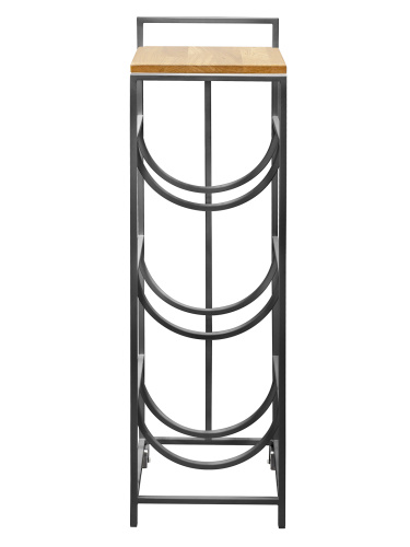 Подставка для 3 бутылок со столиком из дуба и с колесами, черная фото 6