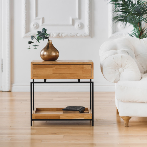 Тумба прикроватная KARIN, черный, дуб фото 2