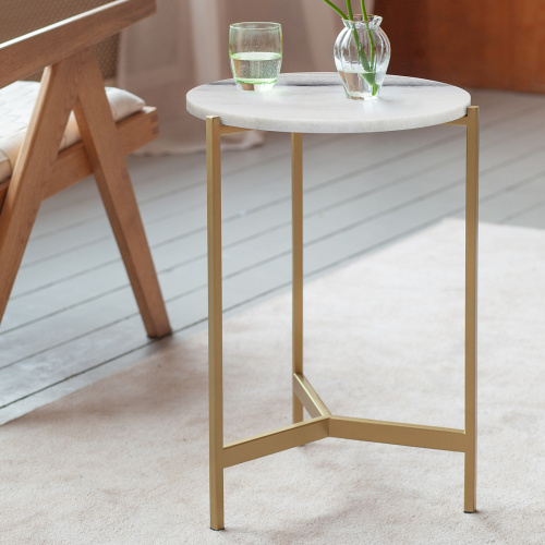 Столик кофейный ODRI, золотой/мрамор, 43,5*43,5*60,5