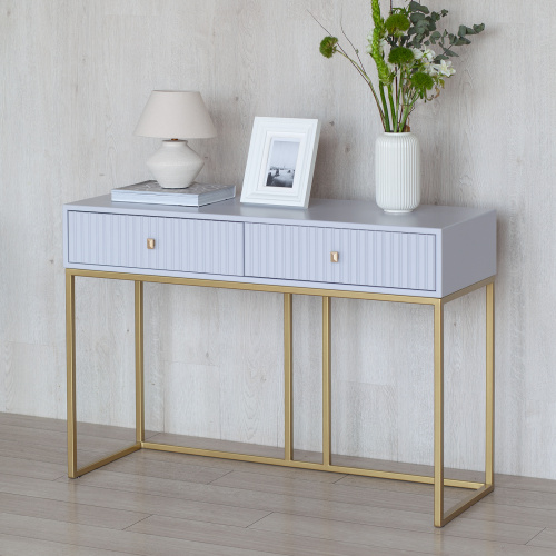 Консоль VERONA, золотая, МДФ Pearl Grey, 112*40*78