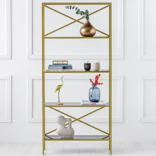 Стеллаж KARIN-800, золотой, тонированное стекло фото 7