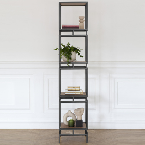 Стеллаж CUBIC-4, черный, ЛДСП Робиния, 40*40*196,5