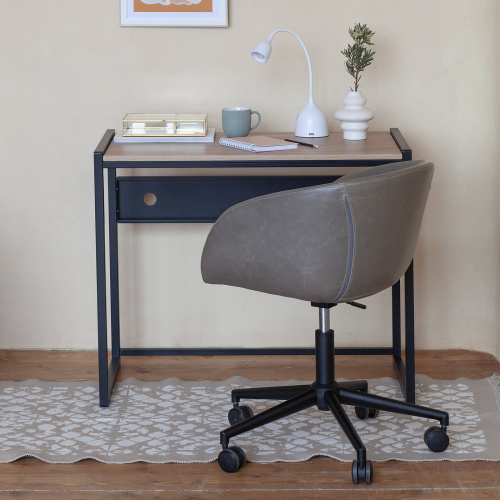 Стол письменный AGORA, 90*50*76,5, черный, ЛДСП Дуб Канзас фото 2