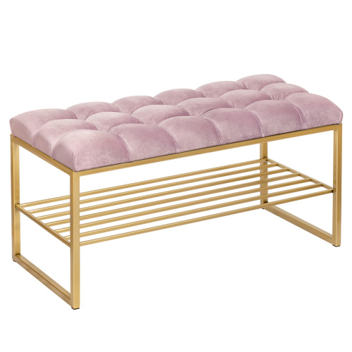 Банкетка RUBY MINI, золотой, Dusty Pink, каретная стяжка, 85*40*45 фото 8