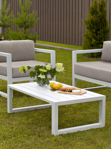 Набор садовой мебели CAPRI диван, кресло, столик, белый цвет фото 3