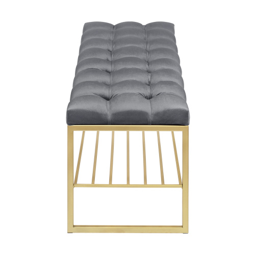 Банкетка RUBY, золотая, обивка Mouse Grey, каретная стяжка, 110*40*45 фото 8