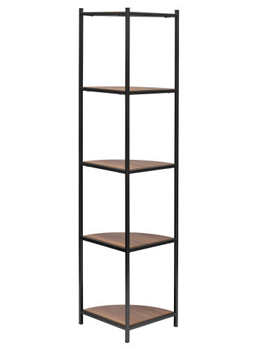 Стеллаж ALLEN, черный, ЛДСП Орех, 33*33*145 фото 3