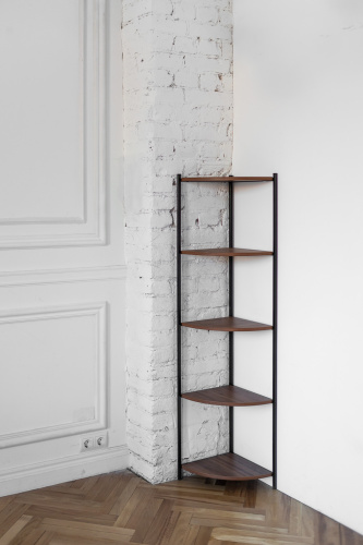 Стеллаж ALLEN, черный, ЛДСП Орех, 33*33*145 фото 7