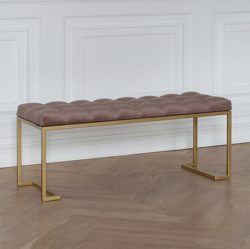 Банкетка OMEGA, золотая, Mocco, каретная стяжка, 110*40*45 фото 2